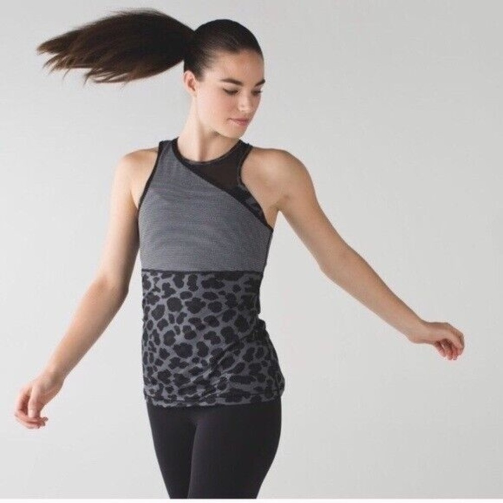 Lululemon Pixelated Toga One Shoulder Layered Meshed Up Athletic Tank Size 4
